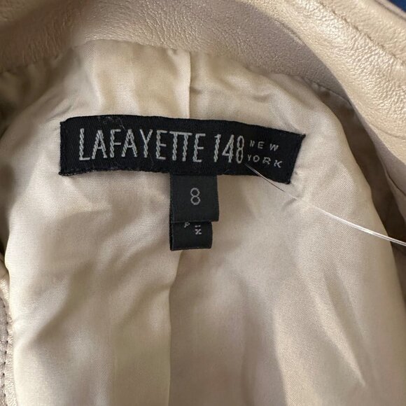 Lafayette 148 Beige Leather Zip Jacket - Picture 8 of 9